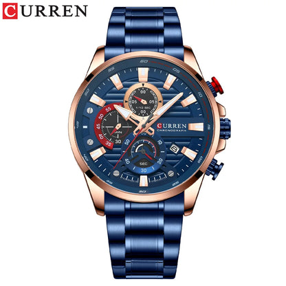 Gurren 8415 Men's Minimalist Six-hand Quartz Watch, Water-resistant Calendar Business Wristwatch