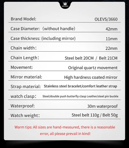 OLEVS 3660 Moon Phase Chronograph Luminous Men's Watches Leather Strap Waterproof Original Quartz Watch for Man Brand Wristwatch