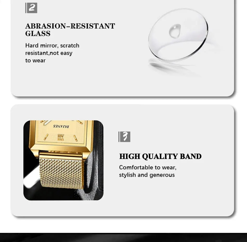 Mens Fashion Sports Watches Simple Men Luxury Gold Business Ultra Thin Stainless Steel Mesh Belt Quartz Watch