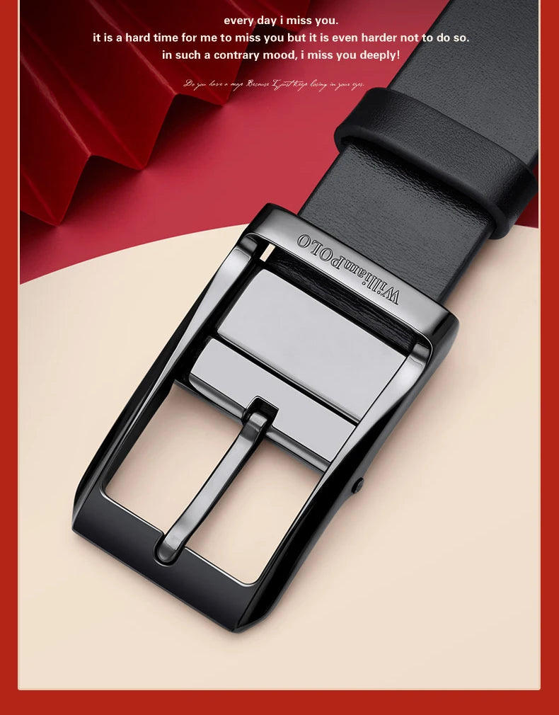 Genuine leather men's retro belt, needle buckle fashion belt, versatile casual pants belt