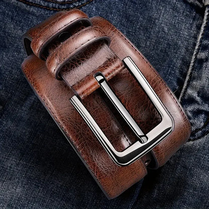 Genuine Leather For Men's High Quality Buckle Jeans Cowskin Casual Belts Business Cowboy Waistband Male Fashion Designer
