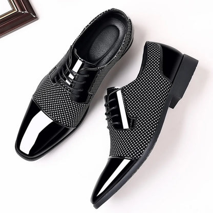 Men's Dress Shoes Classic Lace-up Formal Oxfords Modern Tuxedo Business Casual Scale Pattern Comfort Formal Shoes for Men