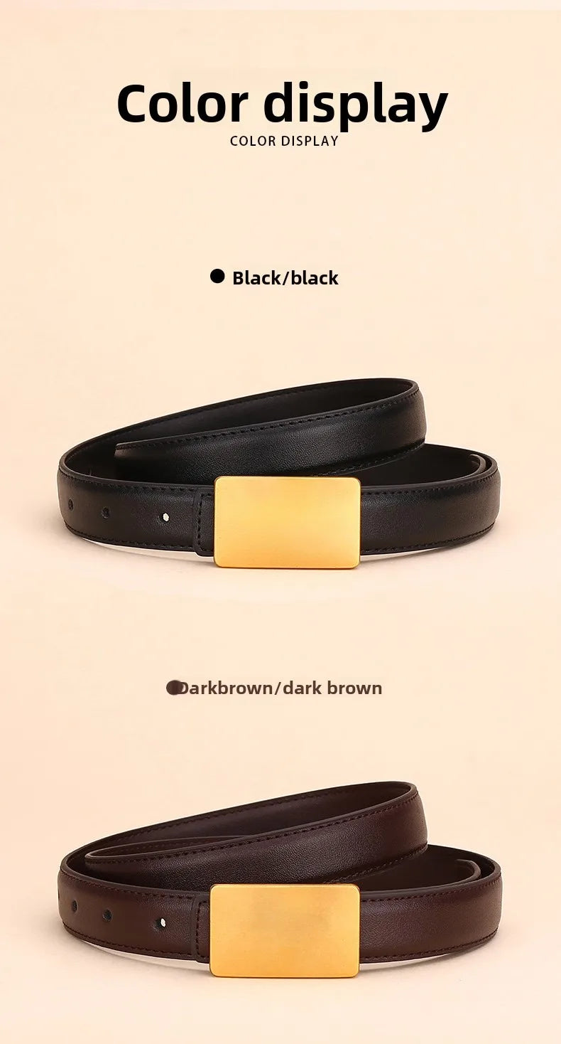 Women's Leather Belt Luxury Brand Waist Chain for Jeans and Dress Retro Pyramid Buckle Double Sided Belts