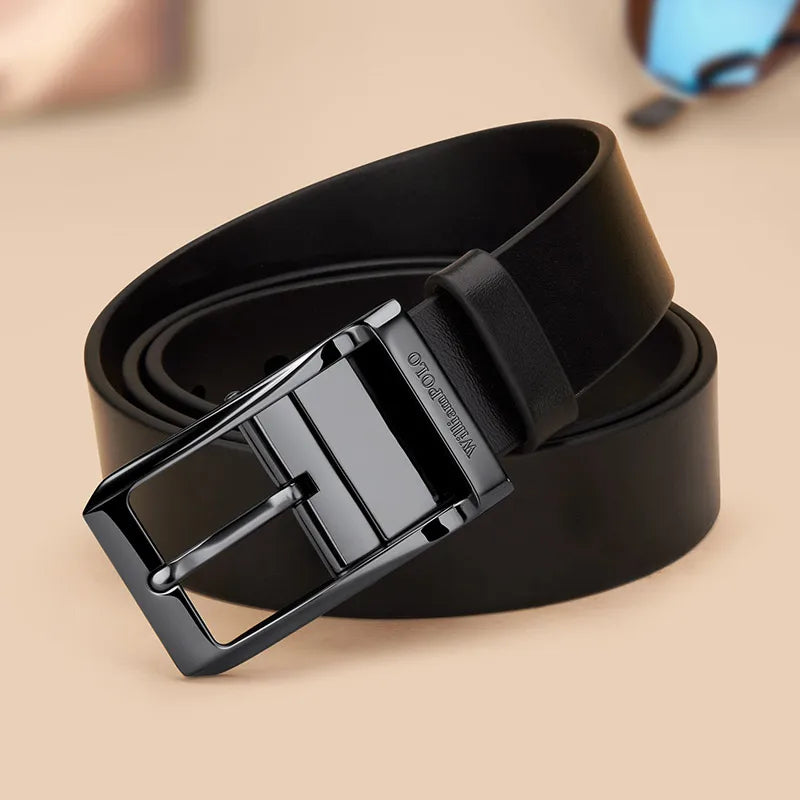 Genuine leather men's retro belt, needle buckle fashion belt, versatile casual pants belt