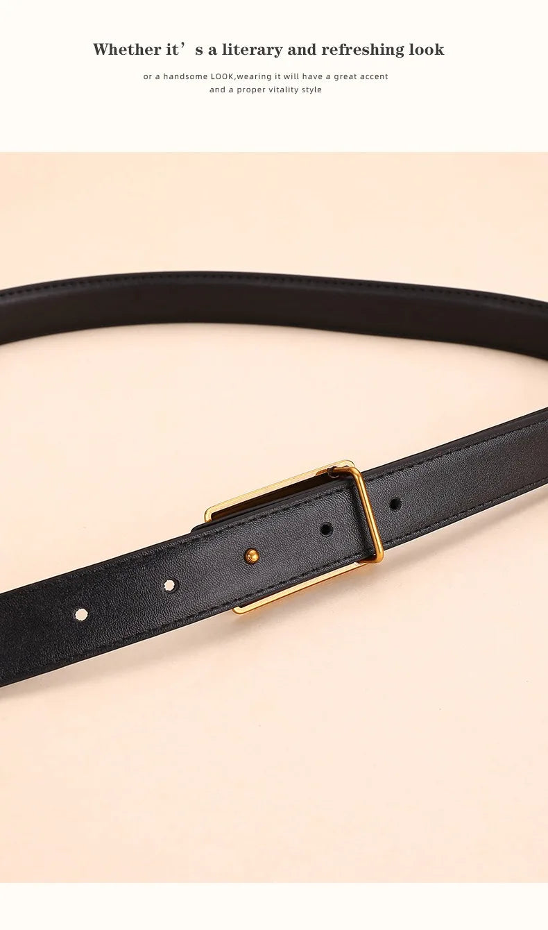Women's Leather Belt Luxury Brand Waist Chain for Jeans and Dress Retro Pyramid Buckle Double Sided Belts