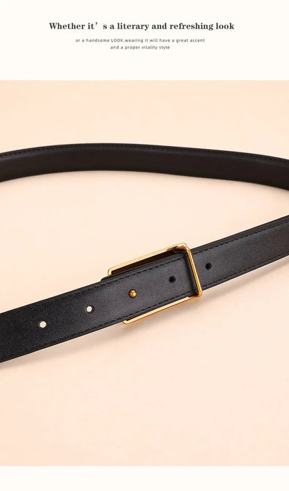 Women's Leather Belt Luxury Brand Waist Chain for Jeans and Dress Retro Pyramid Buckle Double Sided Belts