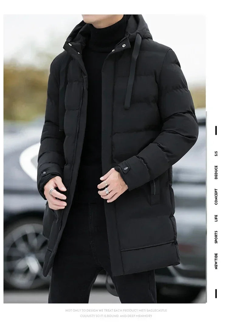 Male Outwear Winter Coats  Mens Jackets Winter Thicker Warm Parkas New Slim Fit Jackets Size Men Hooded Casual Long Down Jackets