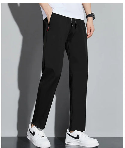 Men's Casual Pants Business Stretch Slim Fit Elastic Waist Jogger Korean Classic Blue Black Gray Male Brand Trousers