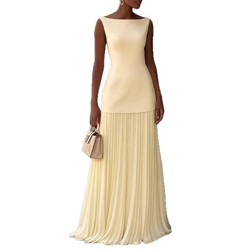 2026 Spring and Autumn Fashion Elegant Dress Party Vest Overskirt Pleated Women's Two-piece Set
