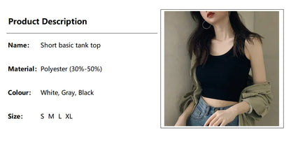 Summer Crop Sexy Tops Women 2022 Women Y2k Aesthetic Clothes Sleeveless Short Vests White Black Grey Korean Harajuku Tank Top