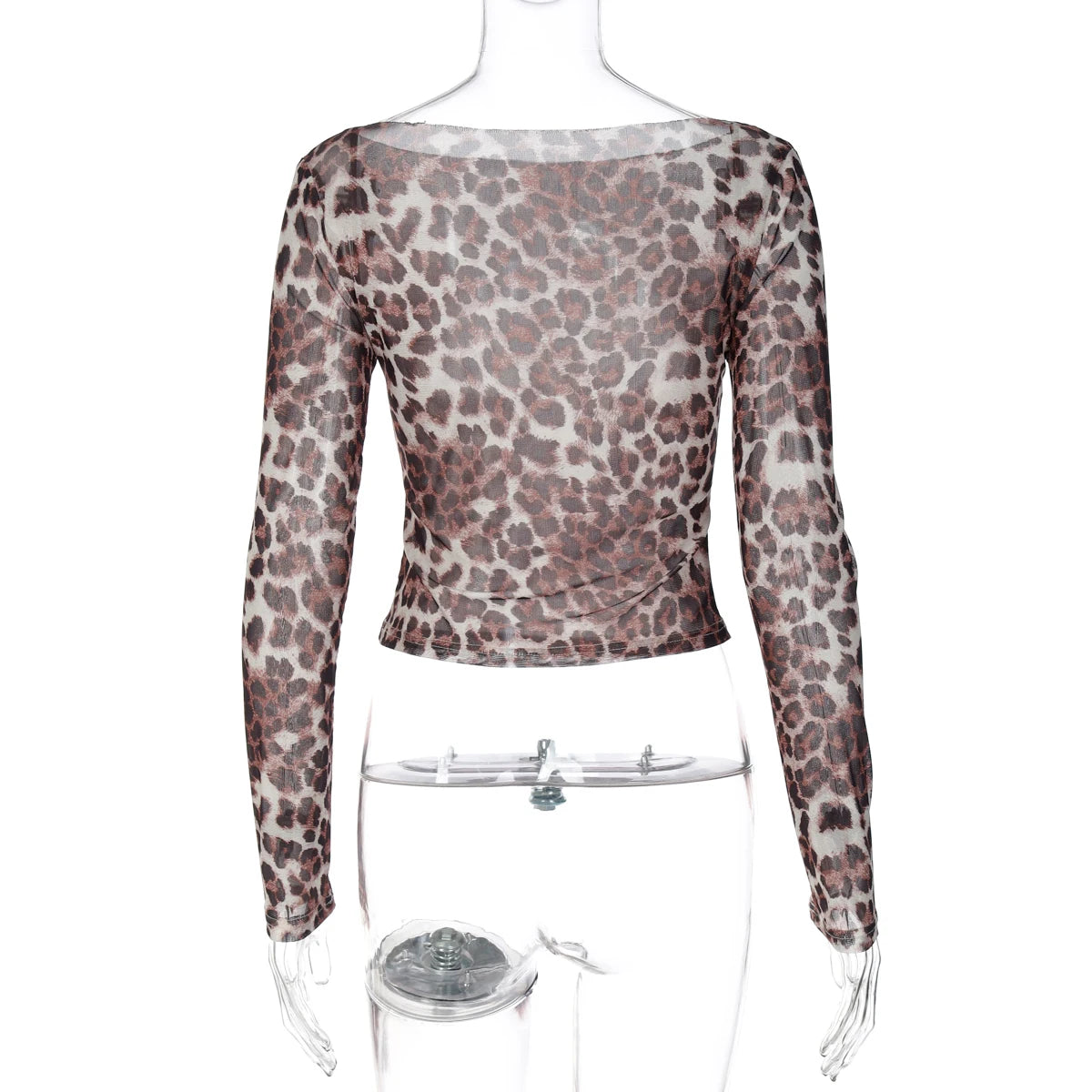 Dulzura Autumn Fashion Sexy Off Shoulder Long Sleeve Slim Leopard Print T-Shirt Women'S Casual Versatile Street Style Outfit Y2K