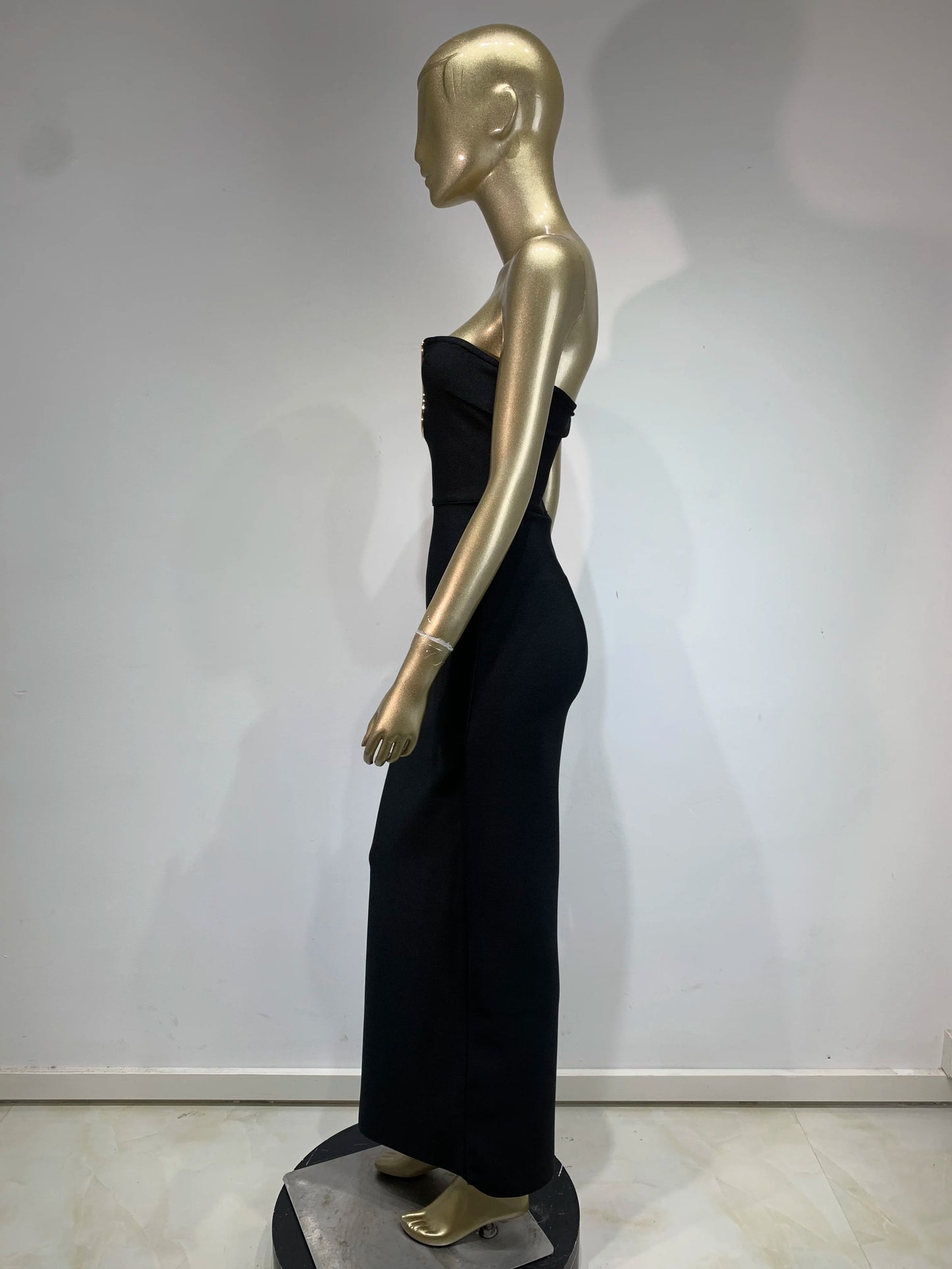 Ladies Women Celebrity Sexy Strapless Backless Black Maxi Long Bodycon Bandage Dress 2025 Elegant Evening Club Party Outfit