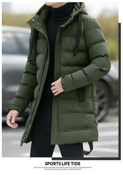 Male Outwear Winter Coats  Mens Jackets Winter Thicker Warm Parkas New Slim Fit Jackets Size Men Hooded Casual Long Down Jackets
