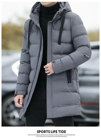 Male Outwear Winter Coats  Mens Jackets Winter Thicker Warm Parkas New Slim Fit Jackets Size Men Hooded Casual Long Down Jackets