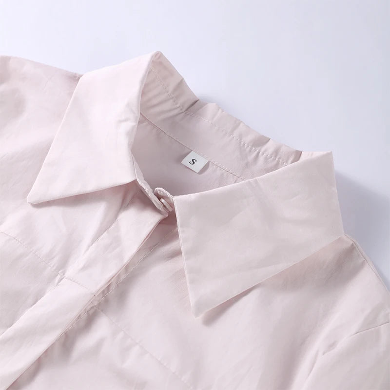 Women's Casual Pleated Skirts Set Two-piece Fashion Lapel Full Sleeve Button Top & Maxi Dress Lady 2025 Spring Street Outfits