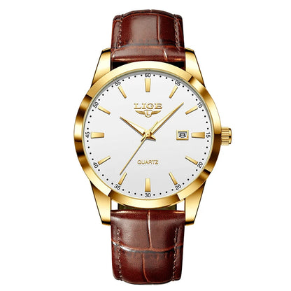 LIGE Mens Watches Top Brand Luxury Military Quartz Watch for Men Fashion Leather Waterproof Sports Chronograph Montre Homme+BOX