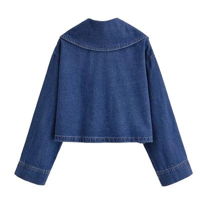 KONDALA Vintage Casual Chic Women Cowboy Suit Zipper Loose Jackets Long Pockets Pants Fashion 2025 Spring Summer Denim Suits