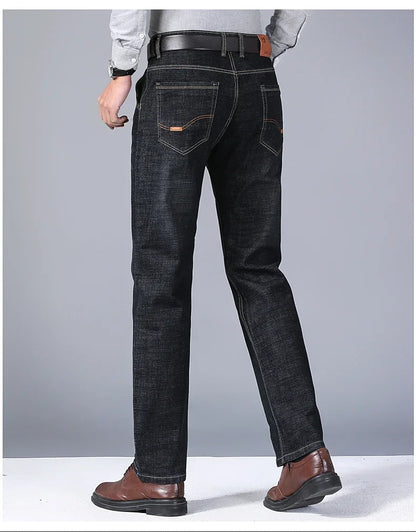 2025 Men's New Men's Fashion Casual Jeans Classic Style Casual Stretch Slim Fit Jeans Men's Denim Pants Black Blue Men's Style