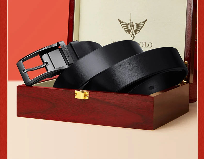 Genuine leather men's retro belt, needle buckle fashion belt, versatile casual pants belt
