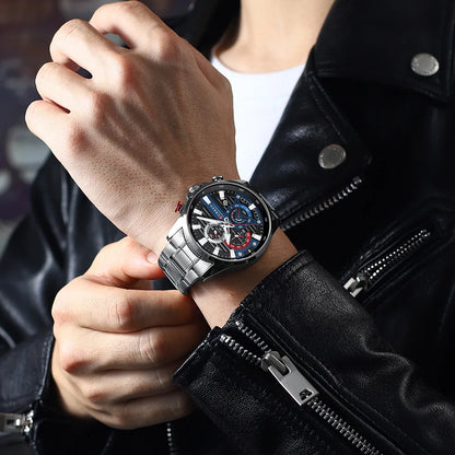 Gurren 8415 Men's Minimalist Six-hand Quartz Watch, Water-resistant Calendar Business Wristwatch