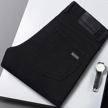 Wthinlee New Business Men's Jeans Casual Straight Stretch Fashion Classic Blue Black Work Denim Trousers Male Brand Clothing