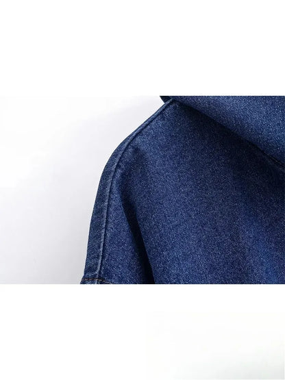 KONDALA Vintage Casual Chic Women Cowboy Suit Zipper Loose Jackets Long Pockets Pants Fashion 2025 Spring Summer Denim Suits