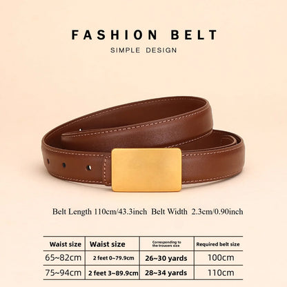 Women's Leather Belt Luxury Brand Waist Chain for Jeans and Dress Retro Pyramid Buckle Double Sided Belts