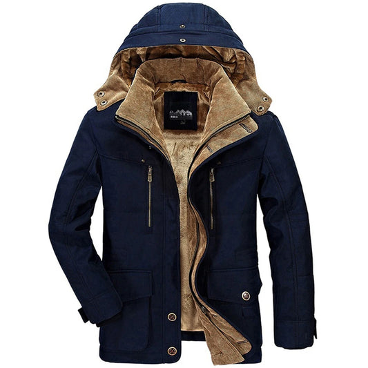 Men Winter New Fleece Warm Thick Windproof Parkas new Jackets Coat Men Autumn Fashion Hooded Casual Tactics Military Parkas Men