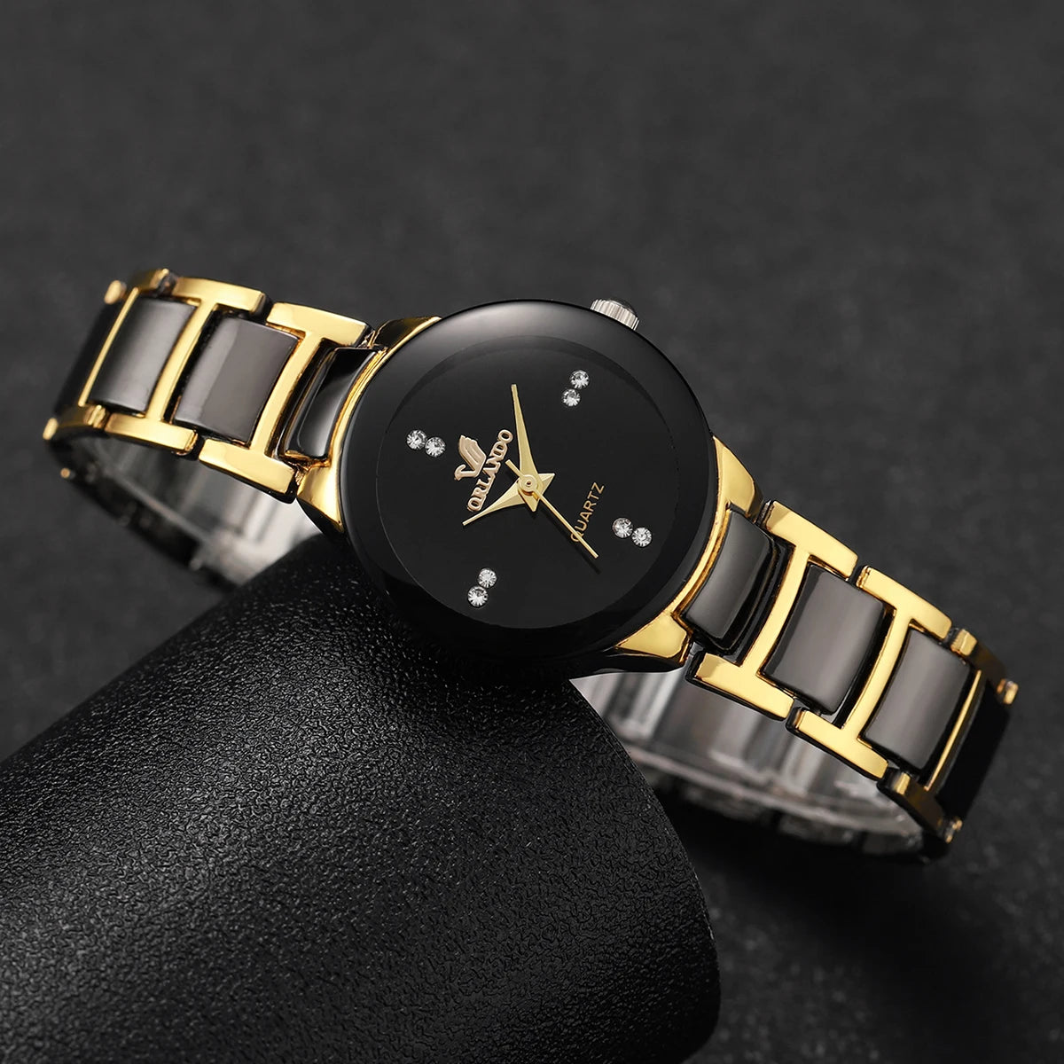 Women's Watch Fashion Black Steel Band Ladies Dress Quartz Watches Clock