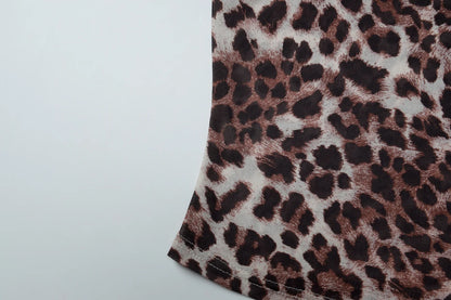 Dulzura Autumn Fashion Sexy Off Shoulder Long Sleeve Slim Leopard Print T-Shirt Women'S Casual Versatile Street Style Outfit Y2K