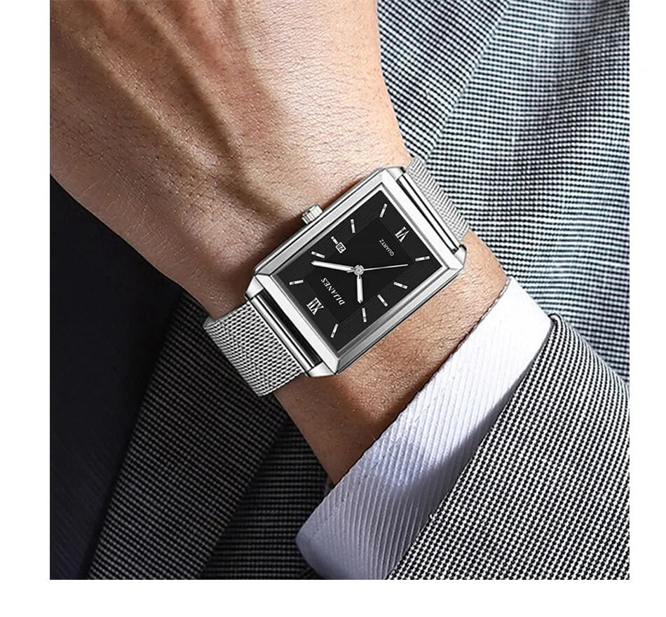 Mens Fashion Sports Watches Simple Men Luxury Gold Business Ultra Thin Stainless Steel Mesh Belt Quartz Watch