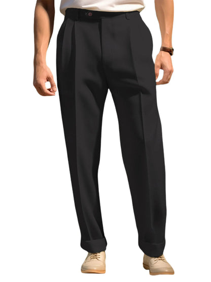 Men s  Fit Dress Pants Solid Color Flat Front Trousers Classic Business Casual Suit Pants Modern Formal Wear Hemmed Bottoms