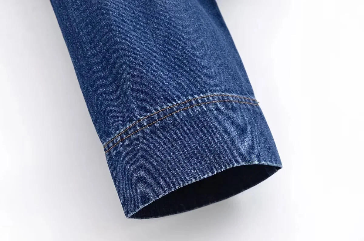 KONDALA Vintage Casual Chic Women Cowboy Suit Zipper Loose Jackets Long Pockets Pants Fashion 2025 Spring Summer Denim Suits