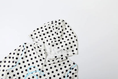 Weird Puss Polka Dot Letter Print 2 Piece Set Woman Tracksuit Trend Sexy Hooded Jacket+Pants Skinny Stretch Matching Streetwear