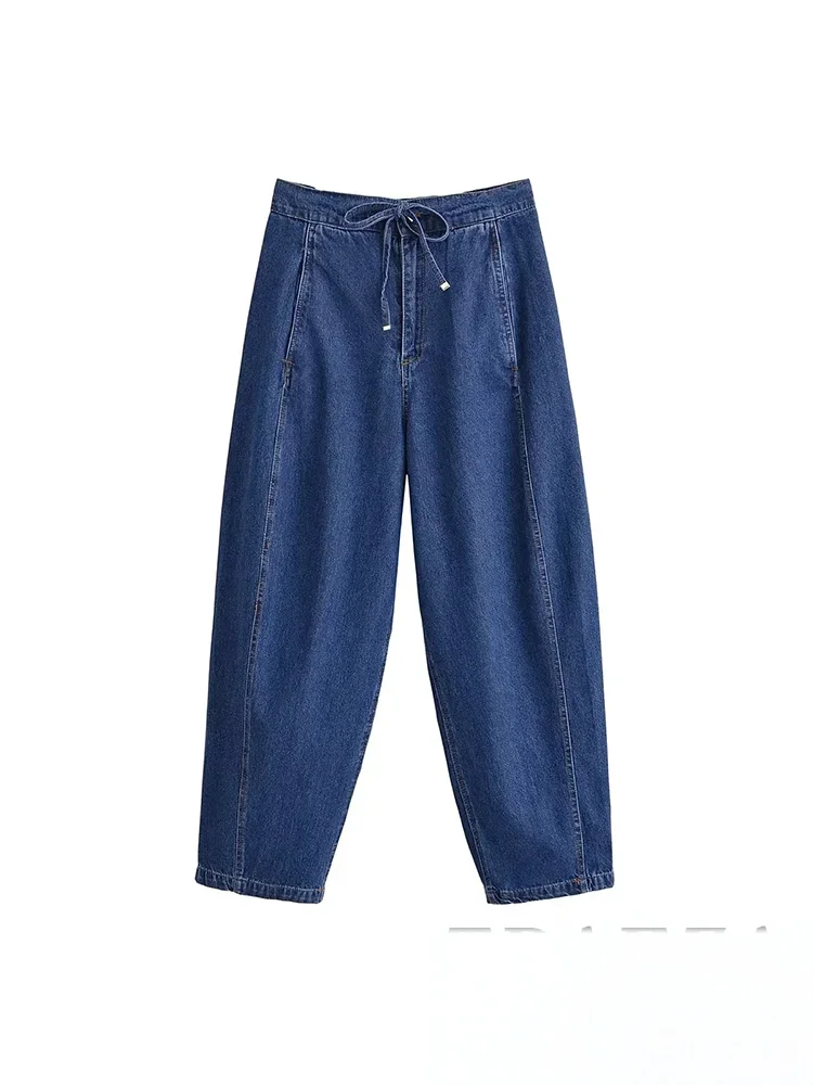 KONDALA Vintage Casual Chic Women Cowboy Suit Zipper Loose Jackets Long Pockets Pants Fashion 2025 Spring Summer Denim Suits