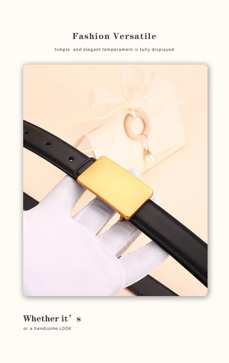 Women's Leather Belt Luxury Brand Waist Chain for Jeans and Dress Retro Pyramid Buckle Double Sided Belts