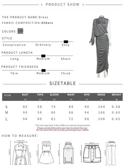 SIsterlinda Unique Irregular Women 2 Piece Set Solid Swinging Pleated Single Full Sleeve Turtleneck Tops+Matching Split Skirts