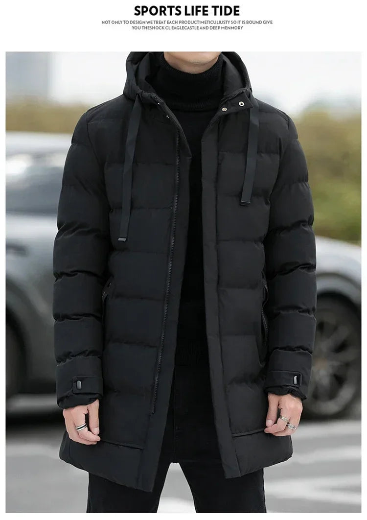 Male Outwear Winter Coats  Mens Jackets Winter Thicker Warm Parkas New Slim Fit Jackets Size Men Hooded Casual Long Down Jackets