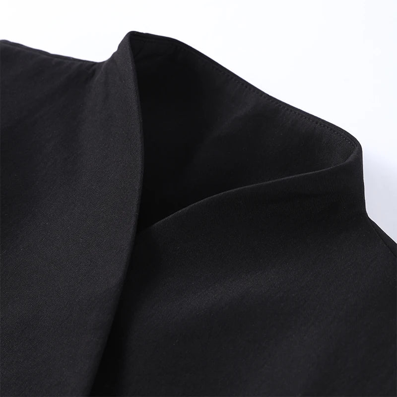 Chic Deconstructed Women's Blazer Full Sleeve Double-Breasted Waist-Closed Lady Jackets 2026 Spring Female Street Coats New