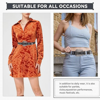 Cowboy style rhinestone belt ladies hip hop party fashion outfit y2k belt unisex belt jeans short skirt women men accessories