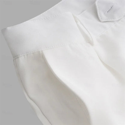 Men s  Fit Dress Pants Solid Color Flat Front Trousers Classic Business Casual Suit Pants Modern Formal Wear Hemmed Bottoms
