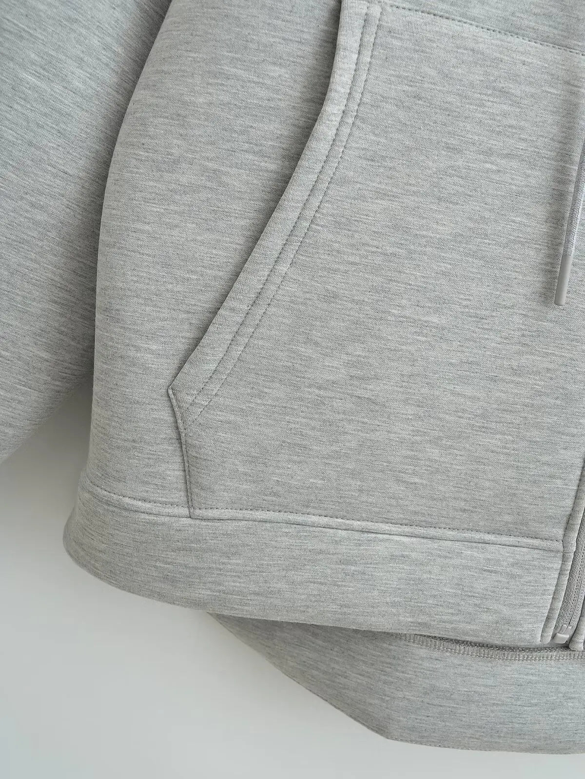 HH Autumn Women Gray Jacket With Hood Long Sleeve Big Pocket Zipper Jacket Coat Woman Loose Casual Outerwear Coat Tops