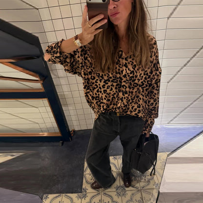 Leopard Print Cropped Jacket Round Neck Long Sleeve Button Front 2026 Spring Edgy Women Outerwear Fashion Chic Street Lady Coats