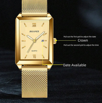 Mens Fashion Sports Watches Simple Men Luxury Gold Business Ultra Thin Stainless Steel Mesh Belt Quartz Watch