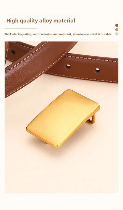 Women's Leather Belt Luxury Brand Waist Chain for Jeans and Dress Retro Pyramid Buckle Double Sided Belts