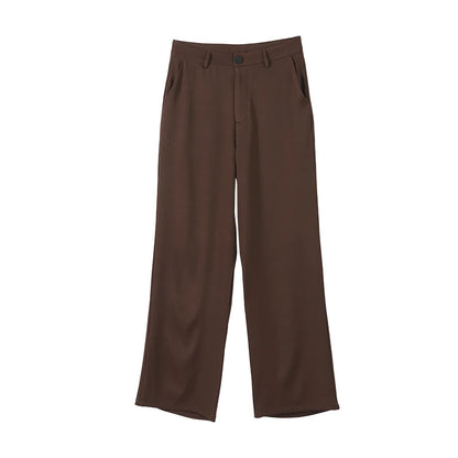 Casual Women's Trouser Suit Single Button Blazer High Waist Wide Leg Pants Lady Suits 2025 Spring Summer 2 Pieces Set Women