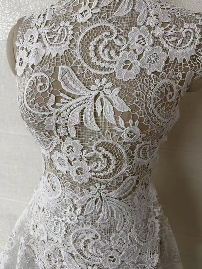 2025 HOT New Corded Embroidery Guipure Lace Fabric High Quality Fashion Wedding Dress Lace Fabric French Chantilly Lace