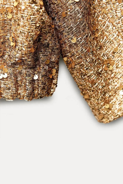 Suninheart Winter Women's Sequins Bomber Jacket Paillette Shiny Gold Jacket Coat Glitter Outerwear Lady New in Coats & Jackets
