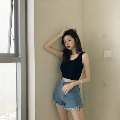 Summer Crop Sexy Tops Women 2022 Women Y2k Aesthetic Clothes Sleeveless Short Vests White Black Grey Korean Harajuku Tank Top