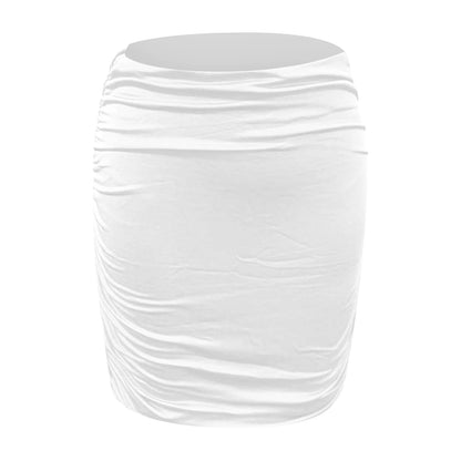 Women'S Summer Short Elastic Pleated Skirts Fashion Mini  Skirt Double Layer High Elasticity Ruched Tight Fitted Midi Skirt